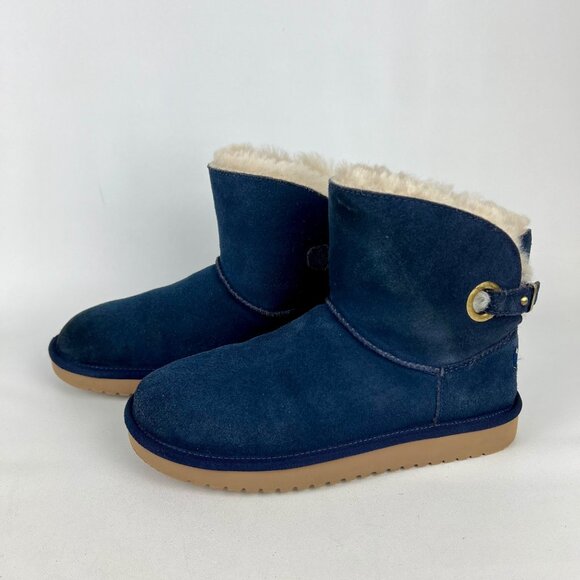 Koolaburra Womens Remley Mini Blue Suede Ankle Boot Winter Snow 1105809 size 7 - Picture 3 of 16